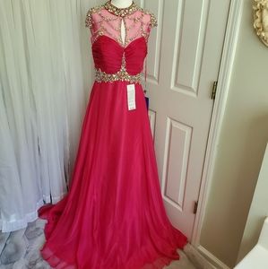 NWT Royal Queen Fuschia Jeweled Evening Gown